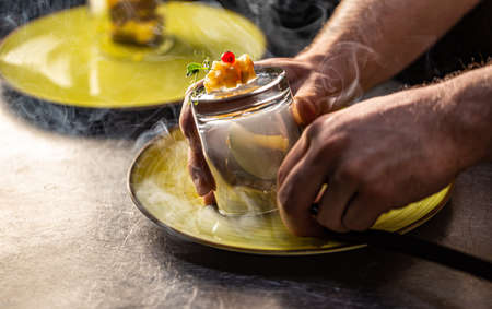 Locally smoked goose liver terrine with green apple and quince