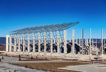 Construction site of the new football stadium building
