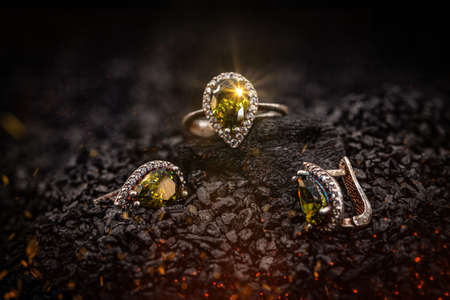 Jewelry ring and earringsの写真素材