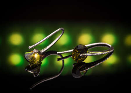Womens silver earringsの写真素材