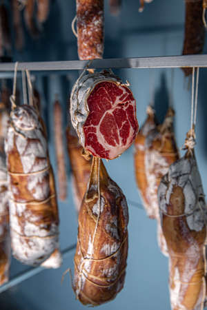 Smoked Pork suspendedの写真素材