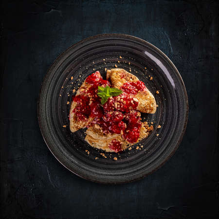 Delicious thin pancakesの写真素材