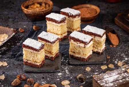 Homemade layered mini sponge cake