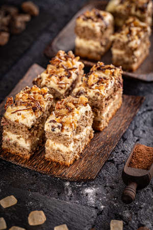 Two layered walnut cake dessertの写真素材
