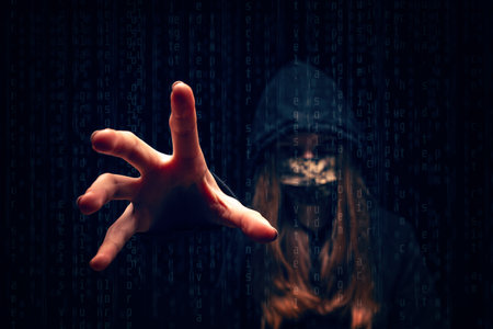 Young woman hackerの写真素材