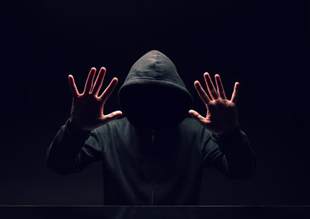 Dark face hackerの写真素材