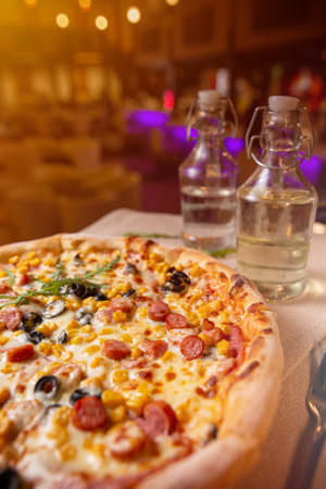 Close up of tasty pizzaの写真素材