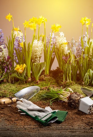 Spring garden flowersの写真素材