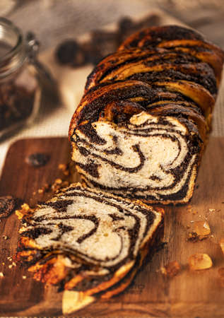 Twisted babka with poppy seeds. Bakery and confectionery products