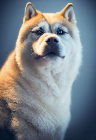 Portrait of Akita inu dog, AI generated artの素材