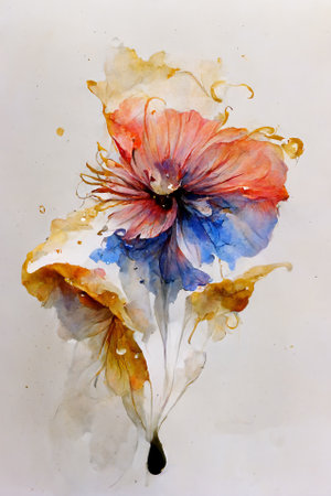 Beautiful flower watercolor digital paintingの素材
