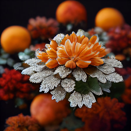 Cute illustration with autumn bouquetの素材