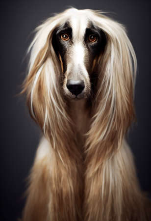 Portrait of Afghan hound dog. AI generated artの素材