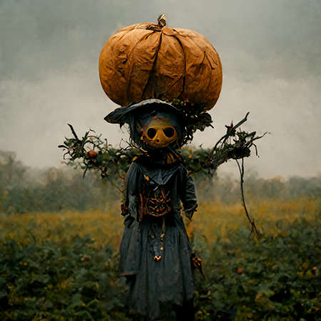 Abstract composition with scarecrow. AI generated concept artの素材