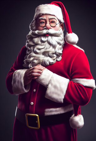 Santa Claus in eyeglasses. Paint effect. The man was created using AI generated computer graphics. 3D rendering.の素材