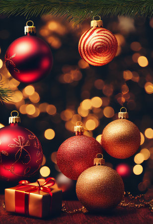 Set of red Christmas balls background. AI generated computer graphics. 3D rendering.の素材