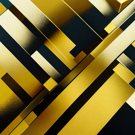 Golden rectangle abstract background. AI generated computer graphics. 3D rendering.の素材