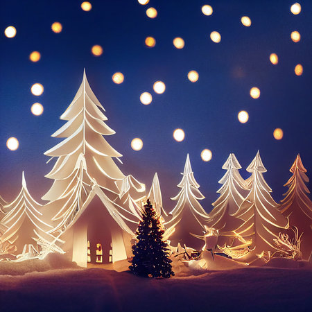 Holiday greeting card illustration. AI generated computer graphics. 3D rendering.の素材