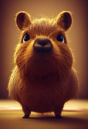 Cute face of wild capybara 3D illustration art designの素材