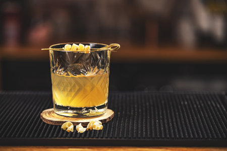 Whisky lemon fizz cocktail. Long drink with lemon juice, whiskey and ginger