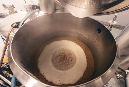 Beer in the brewing vat, top viewの写真素材