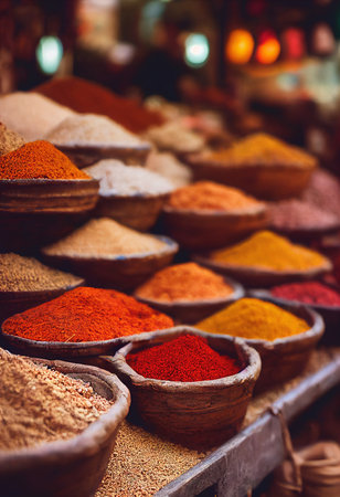 Traditional eastern spice market. 3D illustration designの素材