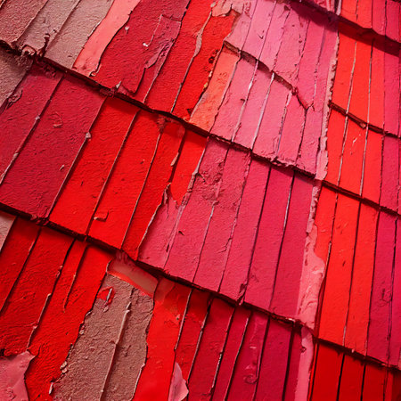 Cement walls are broken red paint and peel off the paint 3D illustration designの素材