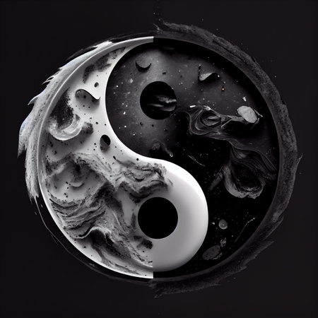 Abstract yin yang symbol 3D illustration digital designの素材