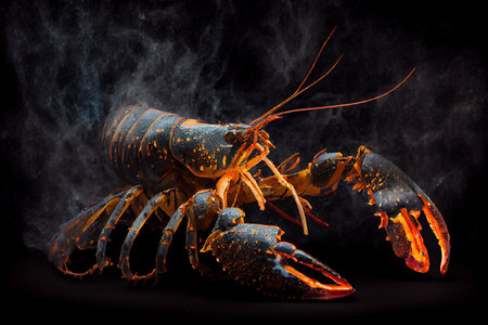 Grilled lobster on black background, illustration art designの素材