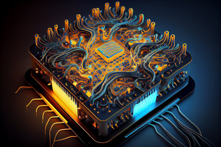 Innovations in the future of computing, 3D illustration art designの素材