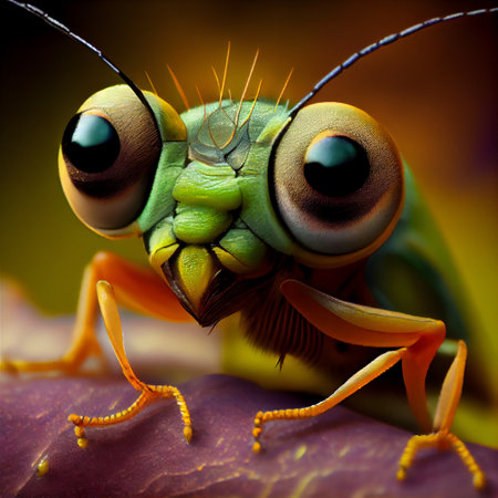 Extreme sharp and detailed insect head. 3D illustration digital art designの素材