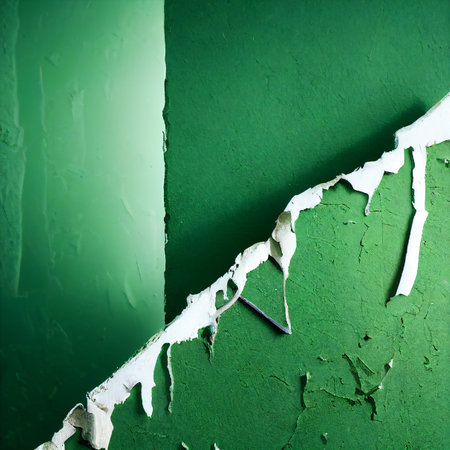 Abstract green board with peeling paint, 3d illustration art designの素材