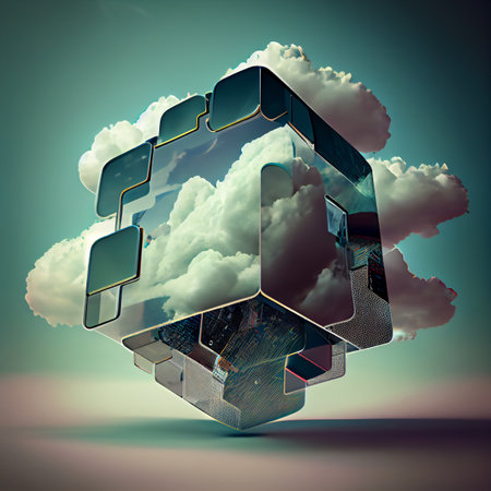 3d servers and data center connection network. 3D illustration art designの素材