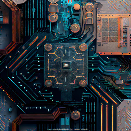 Electronic circuit board, illustration art design, close up, technology conceptの素材
