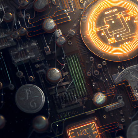 Electronic circuit board, illustration art design, close upの素材