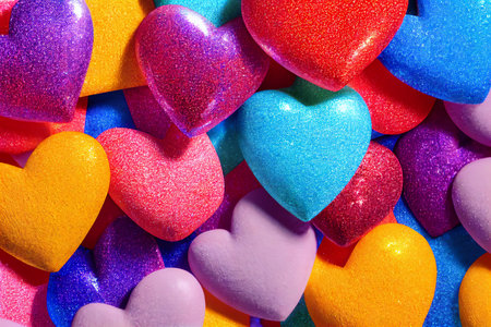 Abstract background with glittering hearts, 3D illustration art designの素材