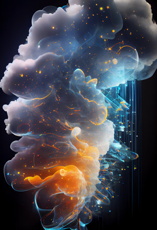 Digital space. Data storage concept. 3D illustration art designの素材