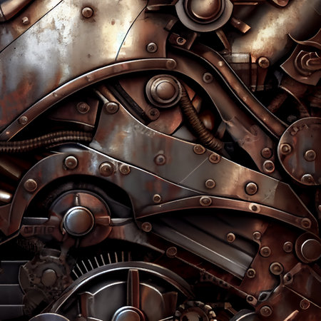 Steam punk gears background, 3D illustration art designの素材