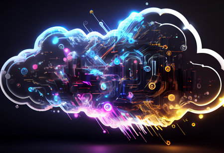 Concept of cloud technology, cloud storage, a new generation of networks, 3d illustration art designの素材