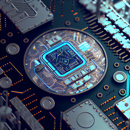 Electronic circuit board, illustration art design, close upの素材
