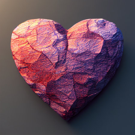 Cracking glittering heart. 3D illustration abstract conceptual artwork.の素材
