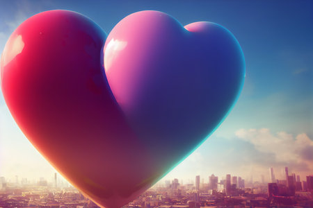 Pair of hearts. Realistic 3d illustration designの素材