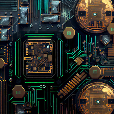 Electronic circuit board, illustration art design, close upの素材