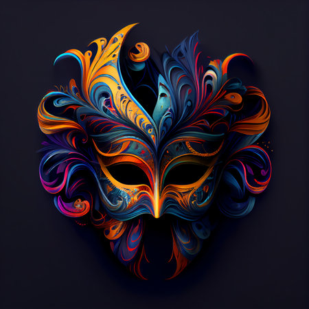 Carnival Venetian mask on dark background, 3D illustration art designの素材