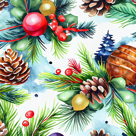 Illustration watercolor design made of Christmas plants.の素材