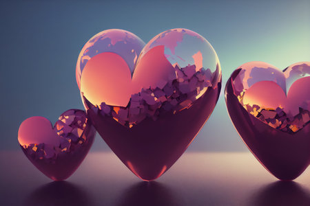 Festive background with heart shape. 3D illustration art designの素材