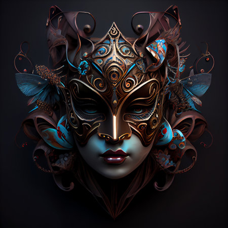 Masquerade party or holiday event celebration concept. 3D illustrationの素材