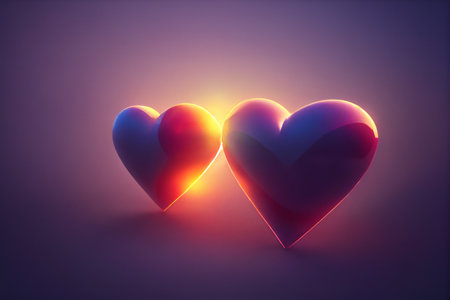Couple of red hearts for Valentines Day, 3D illustration art designの素材