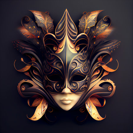 Carnival festival costume element, 3D illustration carnival maskの素材