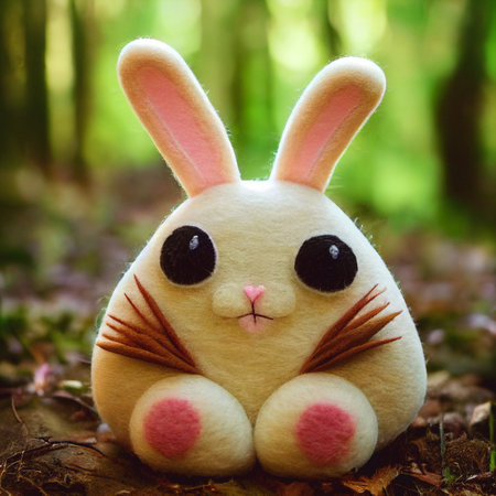 Cute needle felded eco-frendly toy, 3D illustrationの素材